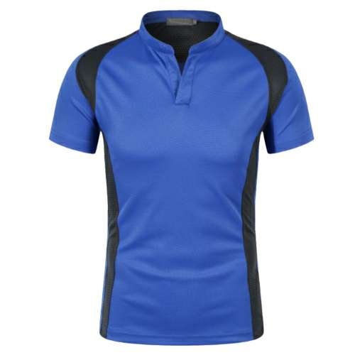 Royal Blue and Black Panel Polo Shirt